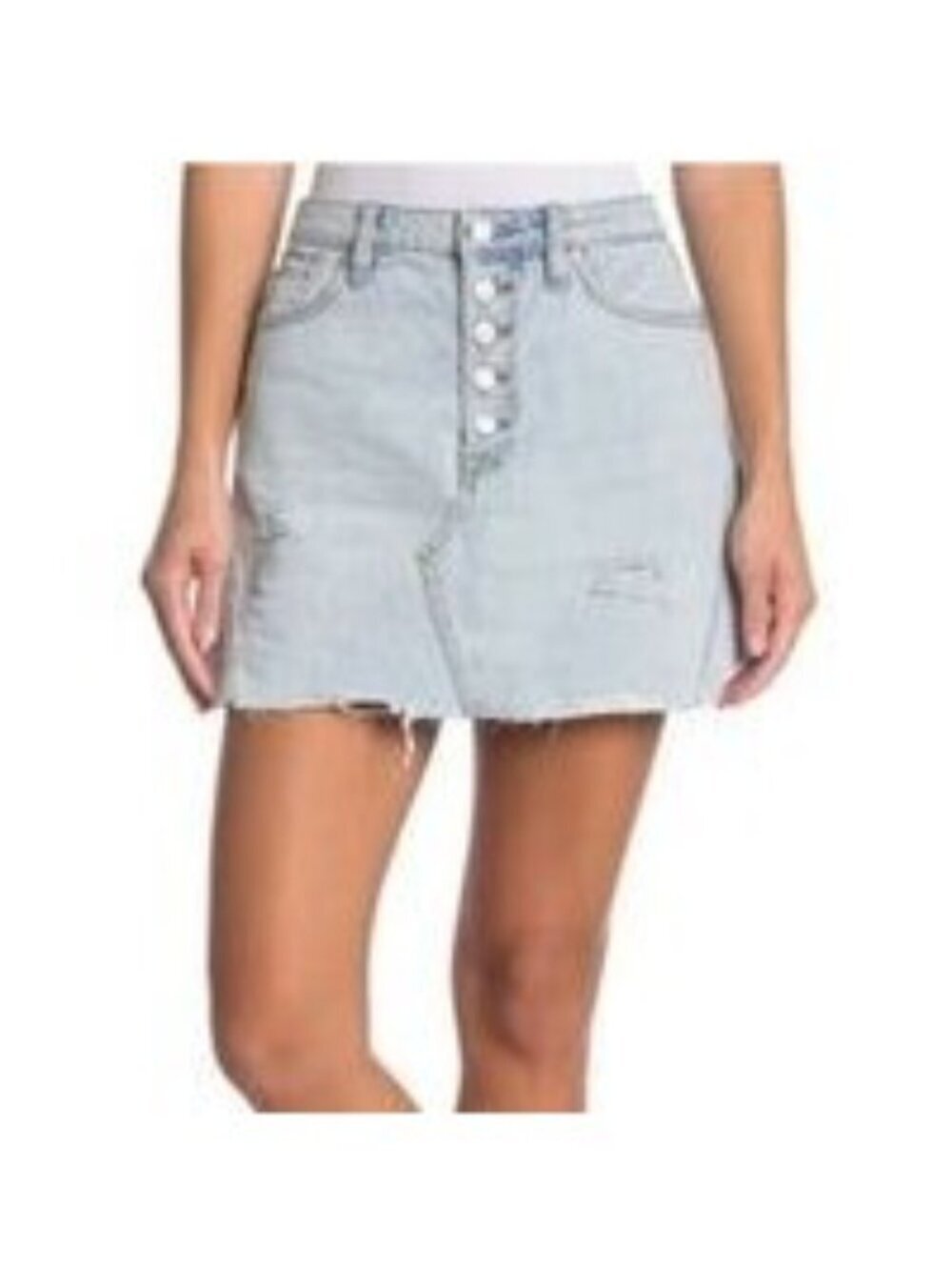 Free People Montauk Distressed Denim Mini Skirt